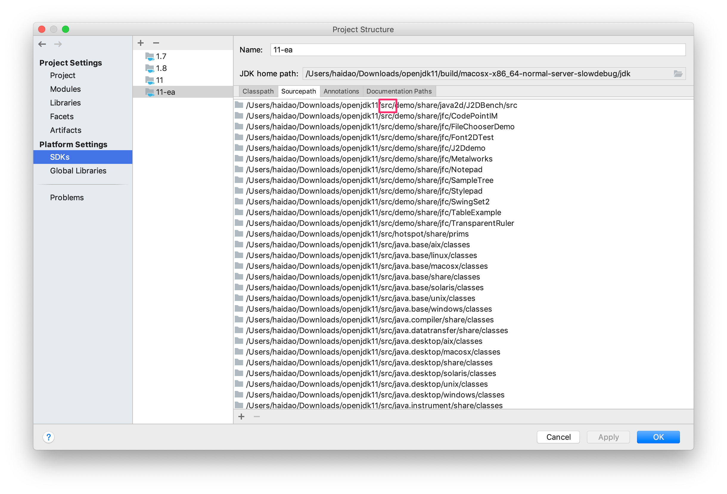 jdk11 sourcepath